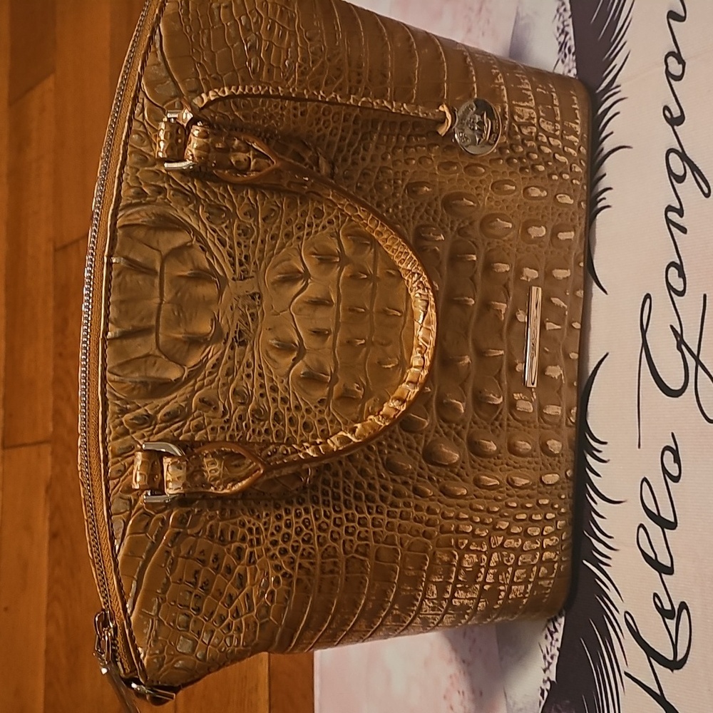 Brahmin Gold Crocodile-Embossed Satchel